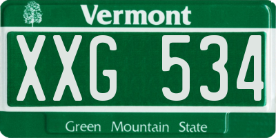 VT license plate XXG534
