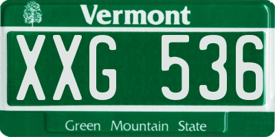 VT license plate XXG536