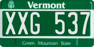 VT license plate XXG537