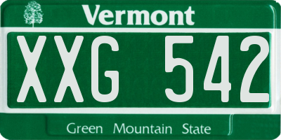 VT license plate XXG542