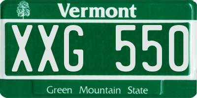 VT license plate XXG550