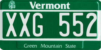 VT license plate XXG552