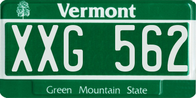 VT license plate XXG562