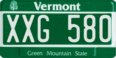 VT license plate XXG580