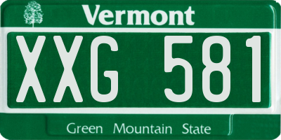 VT license plate XXG581