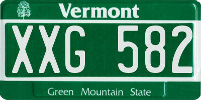 VT license plate XXG582