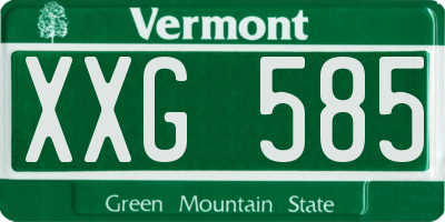VT license plate XXG585