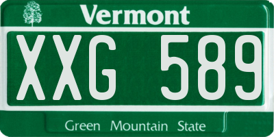 VT license plate XXG589