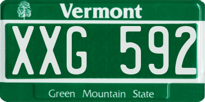 VT license plate XXG592