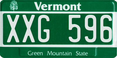 VT license plate XXG596