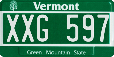 VT license plate XXG597