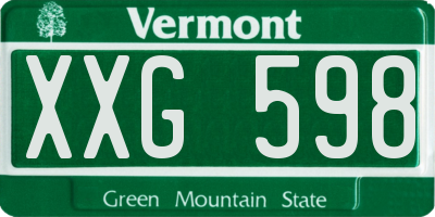 VT license plate XXG598