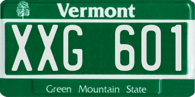 VT license plate XXG601