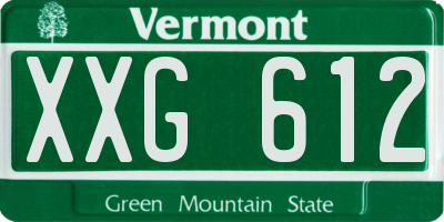 VT license plate XXG612