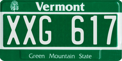 VT license plate XXG617