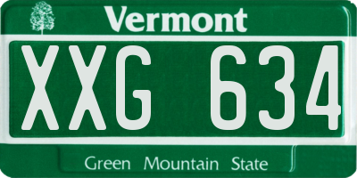 VT license plate XXG634