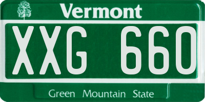 VT license plate XXG660
