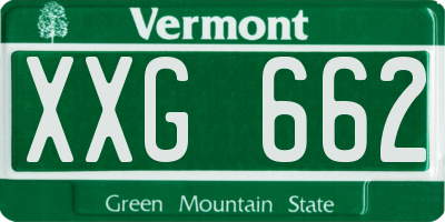 VT license plate XXG662