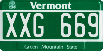 VT license plate XXG669