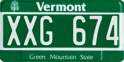 VT license plate XXG674