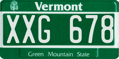 VT license plate XXG678