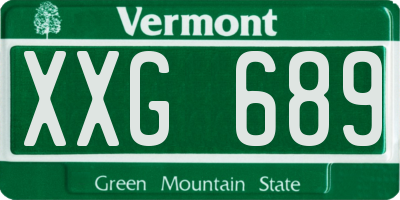VT license plate XXG689
