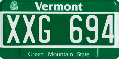 VT license plate XXG694