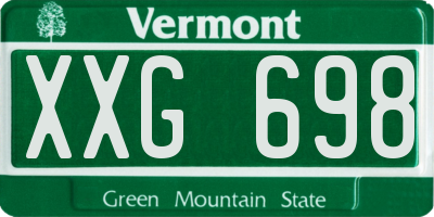VT license plate XXG698