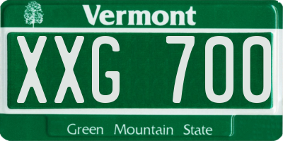 VT license plate XXG700