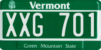 VT license plate XXG701