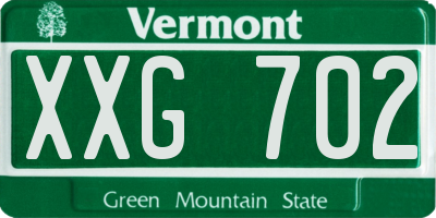 VT license plate XXG702