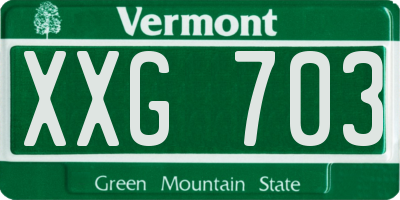 VT license plate XXG703