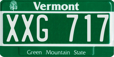 VT license plate XXG717