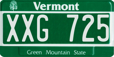 VT license plate XXG725