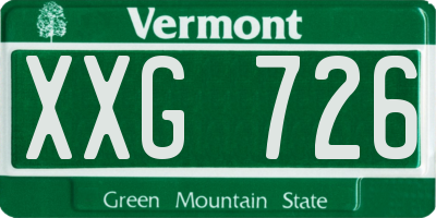 VT license plate XXG726
