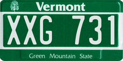 VT license plate XXG731