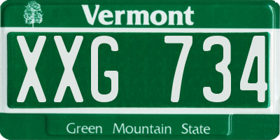 VT license plate XXG734