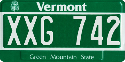 VT license plate XXG742