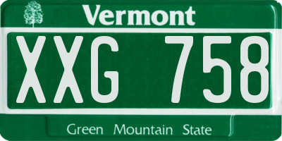 VT license plate XXG758
