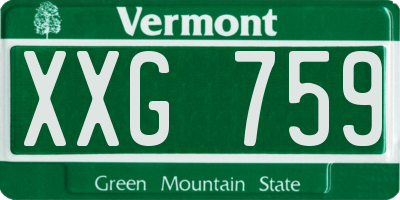 VT license plate XXG759