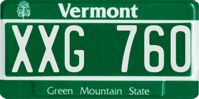 VT license plate XXG760