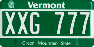 VT license plate XXG777