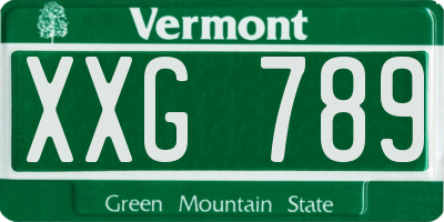 VT license plate XXG789