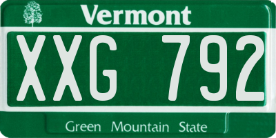 VT license plate XXG792