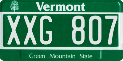 VT license plate XXG807