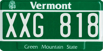 VT license plate XXG818