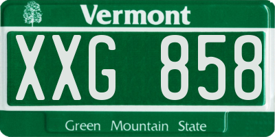 VT license plate XXG858