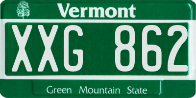 VT license plate XXG862