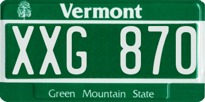 VT license plate XXG870