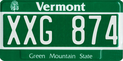 VT license plate XXG874